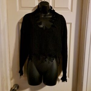 Zaful distressed cropped sweater one size